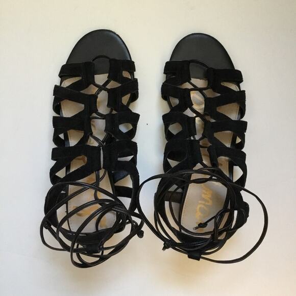 Sam Edelman Black Suede Sandals with Laces - Picture 8 of 9